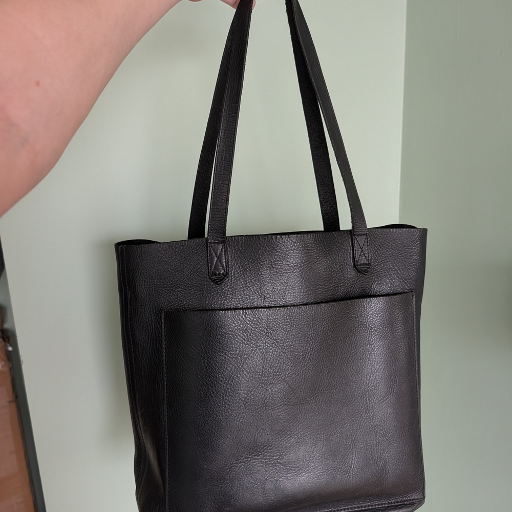Black Leather Tote Bag